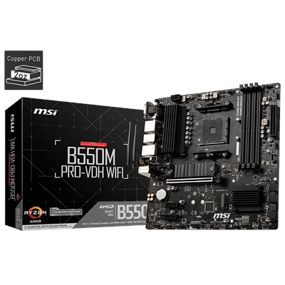 MSI B550M PRO-VDH WIFI Desktop Motherboard - AMD B550 Chipset - Socket AM4 - Micro ATX